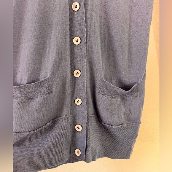 J. Crew 100% Merino Wool Periwinkle Blue Longline V Neck Cardigan Sweater XS - Picture 6 of 14